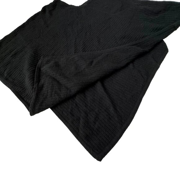 Sofia Cashmere Womens OS Ribbed Poncho Black Cape Pullover 100% cashmere - Picture 4 of 7